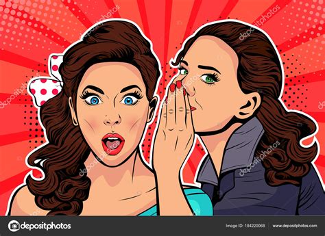 Woman Whispering Gossip Secret Her Friend Colorful Vector Illustration