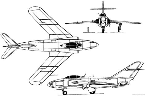 Самолет Mikoyan Gurevich Sn Russia 1953 чертежи габариты рисунки Скачать чертежи