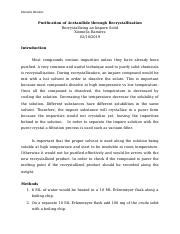 Purification Of Acetanilide Through Recrystallization Docx Xiomelis