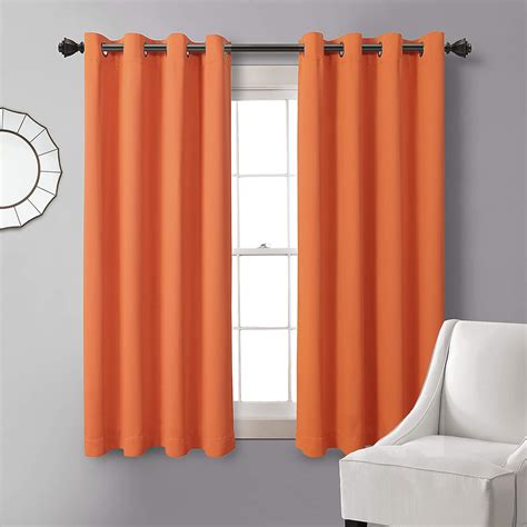 MYSKY HOME Orange Blackout Curtain 63 Inches Length Grommet Thermal