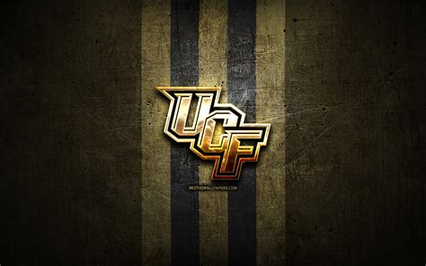 Download wallpapers UCF Knights, golden logo, NCAA, brown metal ...