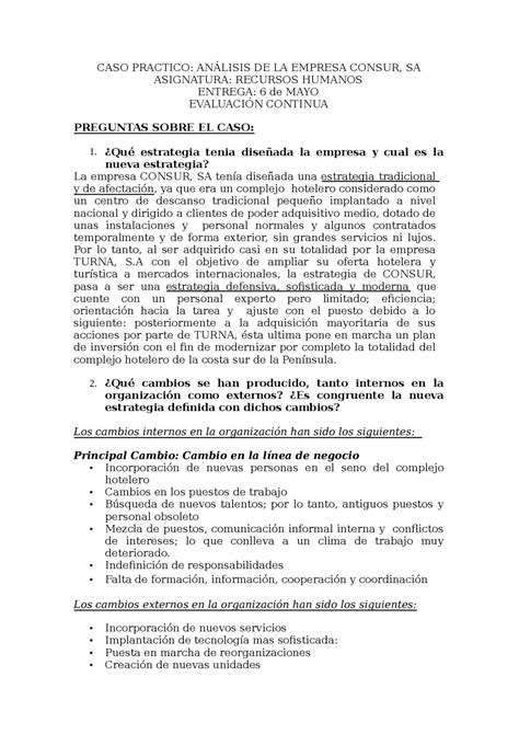 Caso Rrhh Resuelto Apuntes De Relaciones Laborales Y Recursos Humanos