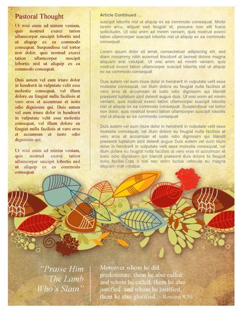 Harvest Church Newsletter Template for Fall Template | Newsletter Templates