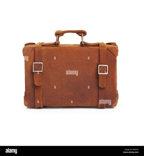 brown suitcase  white background stock photo alamy