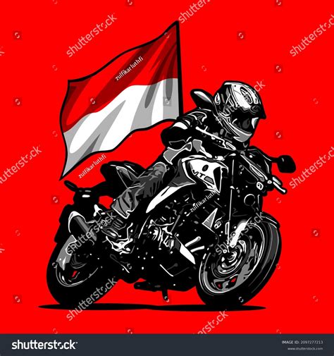 Naked Bike Indonesian Flag Background Biker Stock Vector Royalty Free Shutterstock
