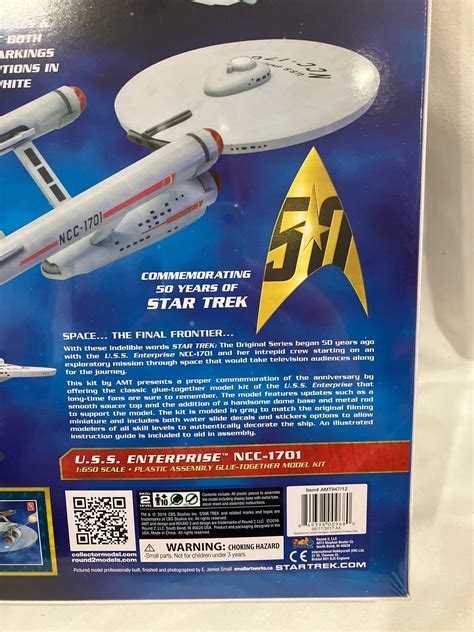 Star Trek Uss Enterprise Ncc 1701 50th Anniversary Model Kit 1650 Scale Skill Vehicle