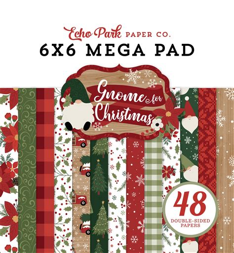 Echo Park Double Sided Mega Paper Pad 6x6 48pkg Gnome For Christmas