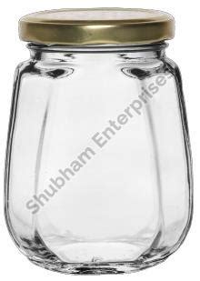 Transparent Hexagonal Ml Octa Glass Jar For Food Storage Cap Type