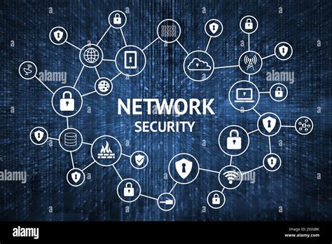 Cyber Security Network Concept Icons Of Master Key Firewall Internet Connect World