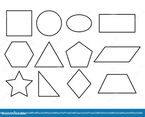 Geometric Line Shapes Set Vector Icon Isolated On White Stock Vector