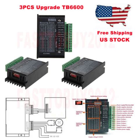 3pcs CNC Single Axis TB6600 Stepper Motor Driver Controller 4A