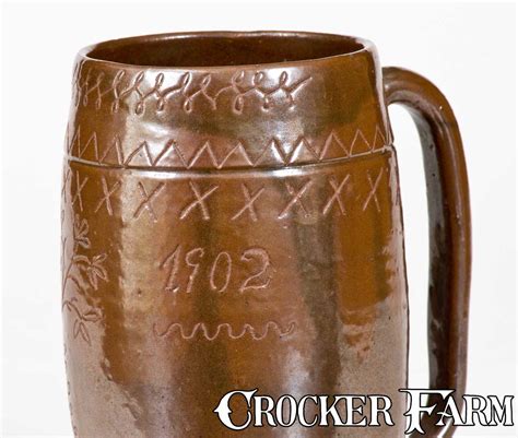 Unusual Hue Ohio Stoneware Incised Beer Mug Lot 305 July 22