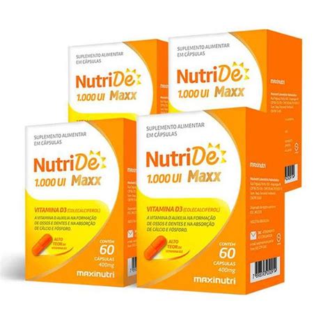 Kit 04 NutriDe Vitamina D 1 000 UI 60 Capsulas Loja Maxinutri