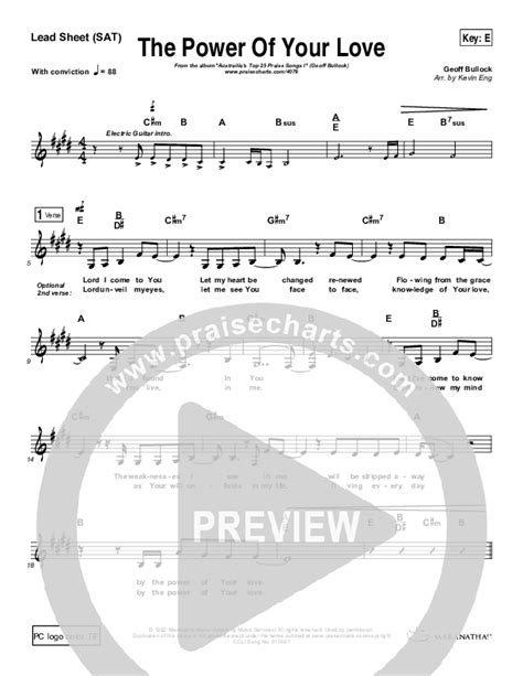 The Power Of Your Love Sheet Music Pdf Maranatha Singers Praisecharts