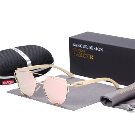 Barcur Polarized Cat Eye Sunglasses Cat Eye Sunglasses Bamboo Sunglasses Glasses Pink