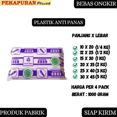 Jual Kantong Plastik Anti Panas HDPE Plastik Obor 30 X 45 4 Pack