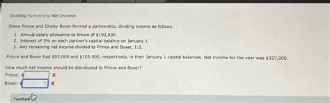 Solved Dividing Partnership Net Income Steve Prince And C