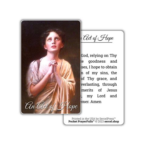 Act Of Hope Pocket Prayerfulls Durable Wallet Prayer Cards Etsy