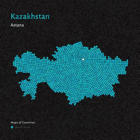 Kazakhstan, Qazaqstan Map with a capital of Astana Shown in a Mosaic ...