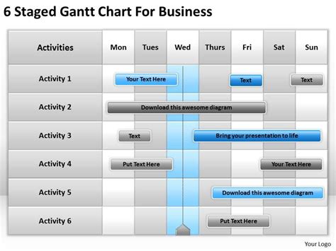 Strategic Planning Staged Gantt Chart For Business Powerpoint Templates ...