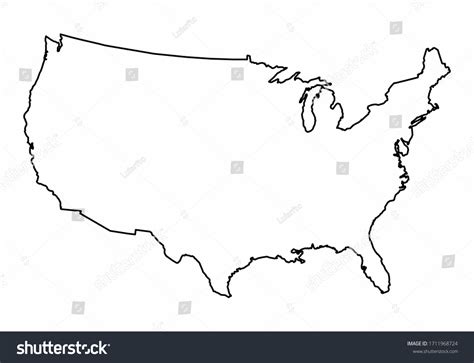 Usa Outline Map Isolated On White Stock Illustration 1711968724 ...