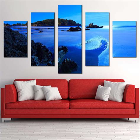 Ocean Beach Canvas Print, Green Ocean Mountain Canvas Print, Beautiful – Swallart