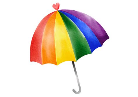 Rainbow Umbrella Watercolor Painting Isolate On Png Png