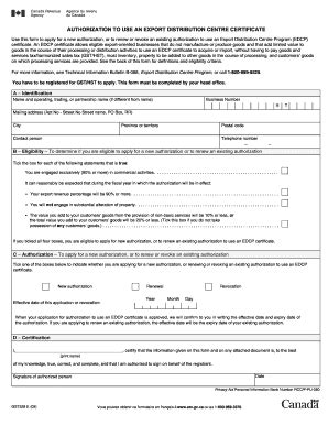 Fillable Online Cra Arc Gc Authorization To Use An Export Distribution