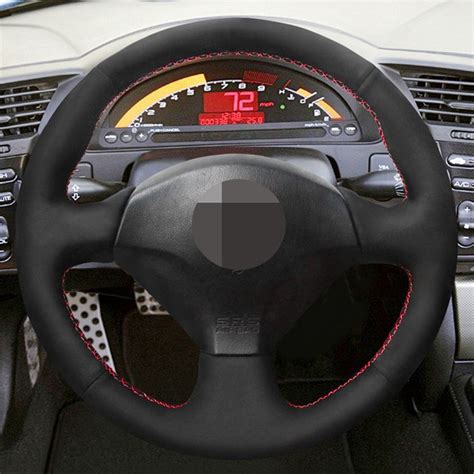 Diy Black Genuine Leather Suede Car Steering Wheel Cover For Honda