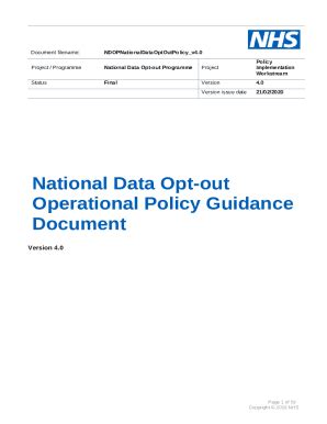 National Data Opt Out Operational Policy Guidance Doc Template