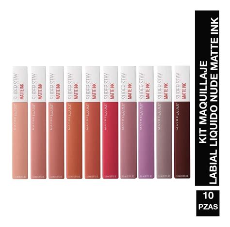 Kit Maquillaje 10 Labiales Matte Ink Nude Maybelline Mercado Libre