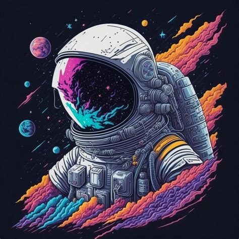 Premium Photo | Beautiful painting of an astronaut in in a colorful ...