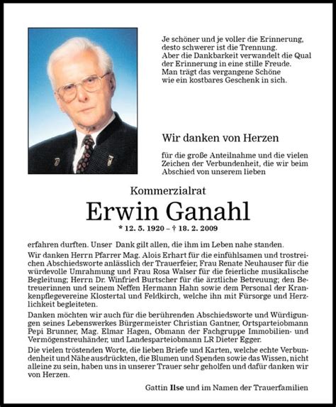 Todesanzeigen Von Erwin Ganahl Todesanzeigen Vorarlberger Nachrichten