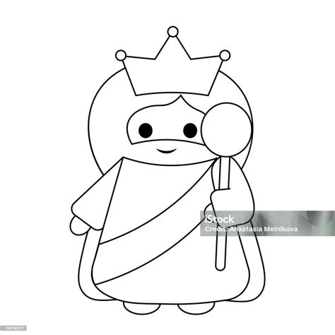 Cute God Jesus Christ King In Black And White Stock Illustration