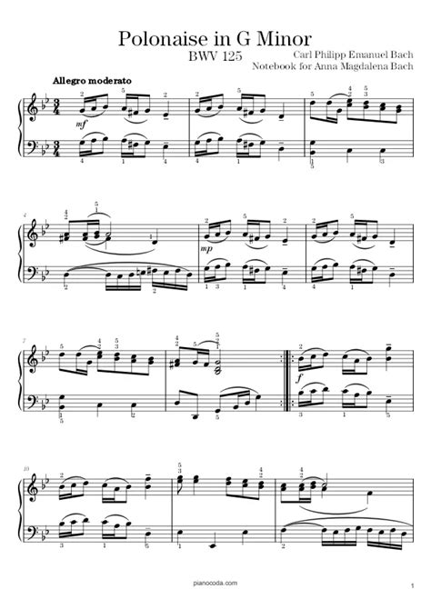 Polonaise In G Minor Bwv Free Sheet Music