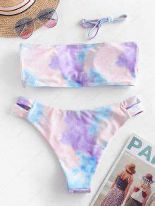 ZAFUL Ladder Cutout Tie Dye Bandeau Bikini Swimsuit In MULTI A ZAFUL 2025