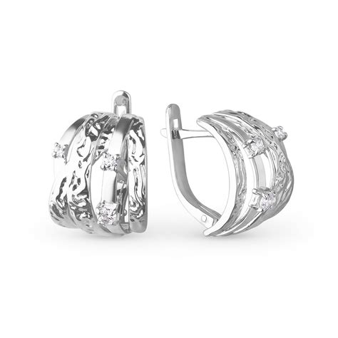 Серьги из серебра с фианитами — интернет-магазин Костромской Ювелирный ...