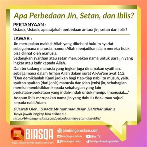 Perbedaan Antara Jin Setan Dan Iblis