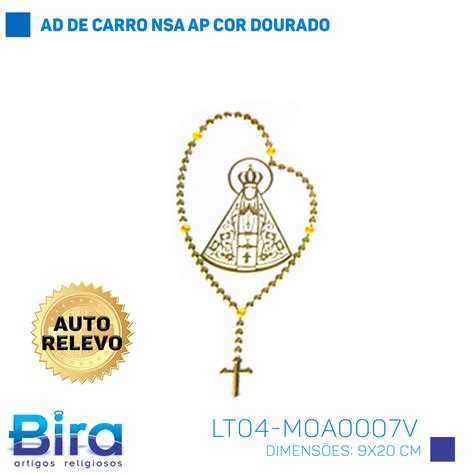 Adesivo Decorativo N Sra Aparecida Em Alto Relevo Dourado 9X20CM