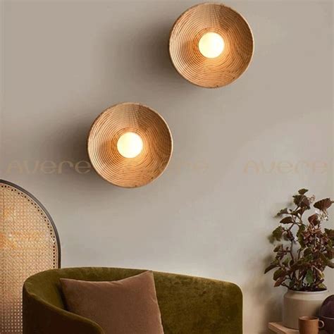 Jual Wall Lamp Lampu Dinding Kayu Bulat Bola Minimalist Tropical