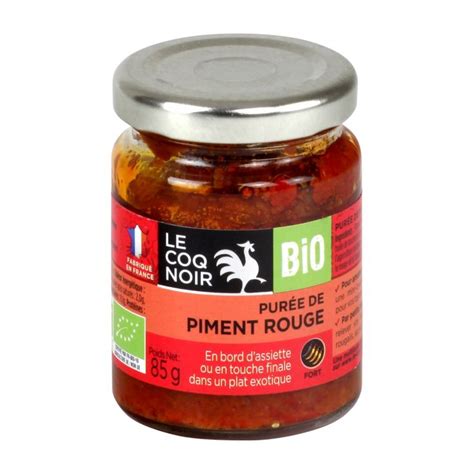 Fonds de sauce bio purée piment rouge LE COQ NOIR le pot de 85g à