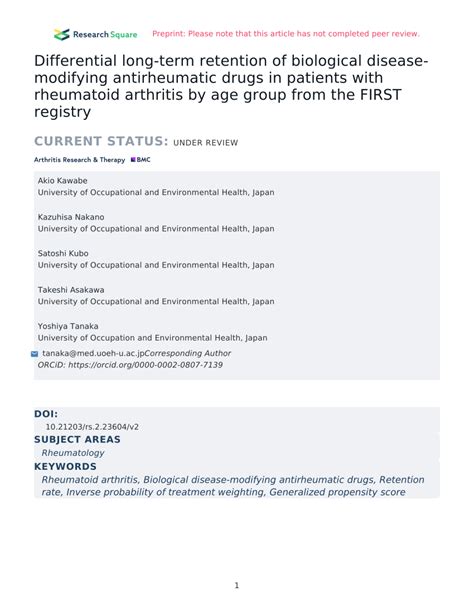 PDF Differential Long Term Retention Of Biological Disease Modifying