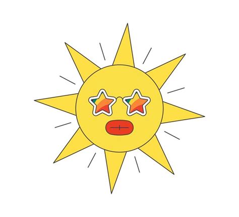 Premium Vector Retro Groovy Sun Character In Rainbow Colored