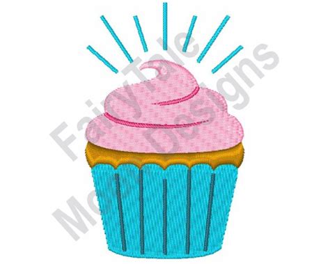 Pink Cupcake Machine Embroidery Design Cupcake Embroidery Pattern