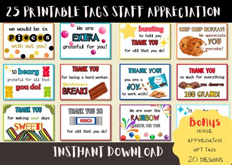 Employee Appreciation Employee Candy Bar T Tags Thank You Notes For