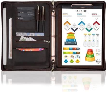 Amazon AZXCG Leather Binder Portfolio 1inch 3 Ring Binder