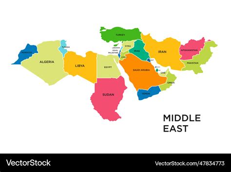 Middle east country map Royalty Free Vector Image