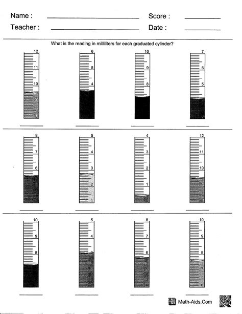 Reading Volume Graduated Cylinder Worksheet