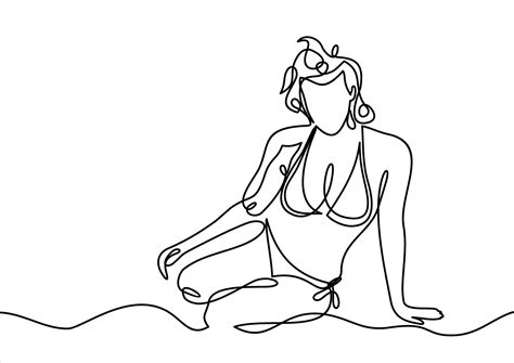 Beautiful Woman In Bikini Sunbathing At The Seaside 39391557 Vector Art At Vecteezy