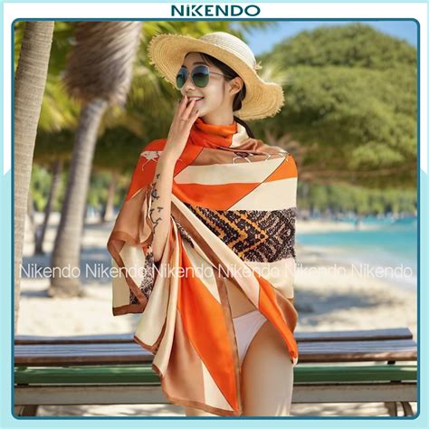 Khăn Choàng Lụa Đi Biển Bản To x cm Áo Choàng Bikini Quàng Cổ Choàng Vai Phong Cách